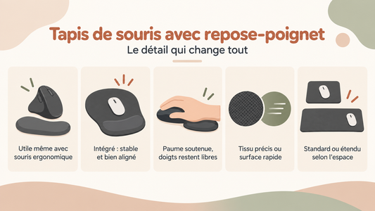 Tapis de souris avec repose-poignet intégré : le détail qui change tout