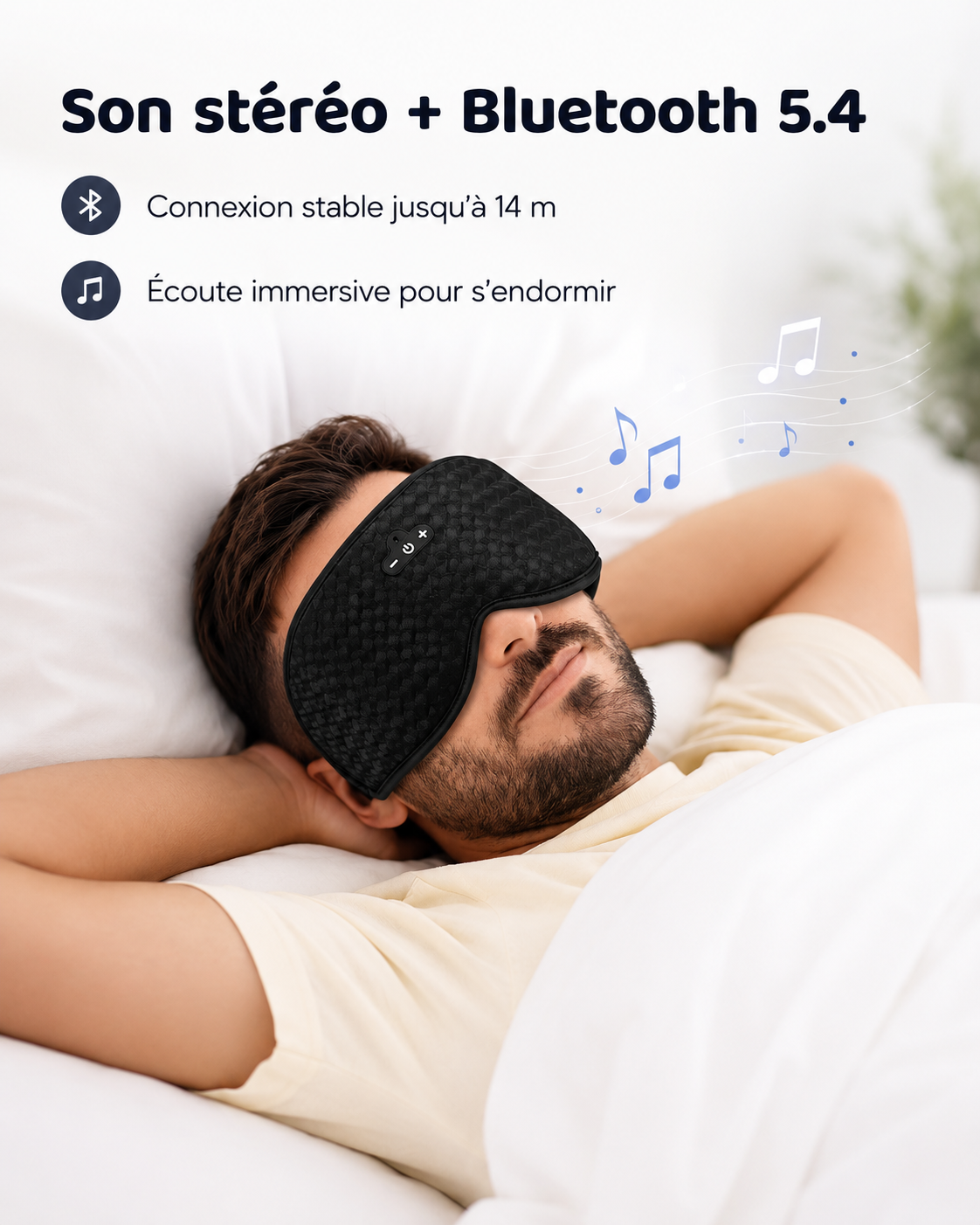 Masque Sommeil 3D avec Écouteurs Bluetooth