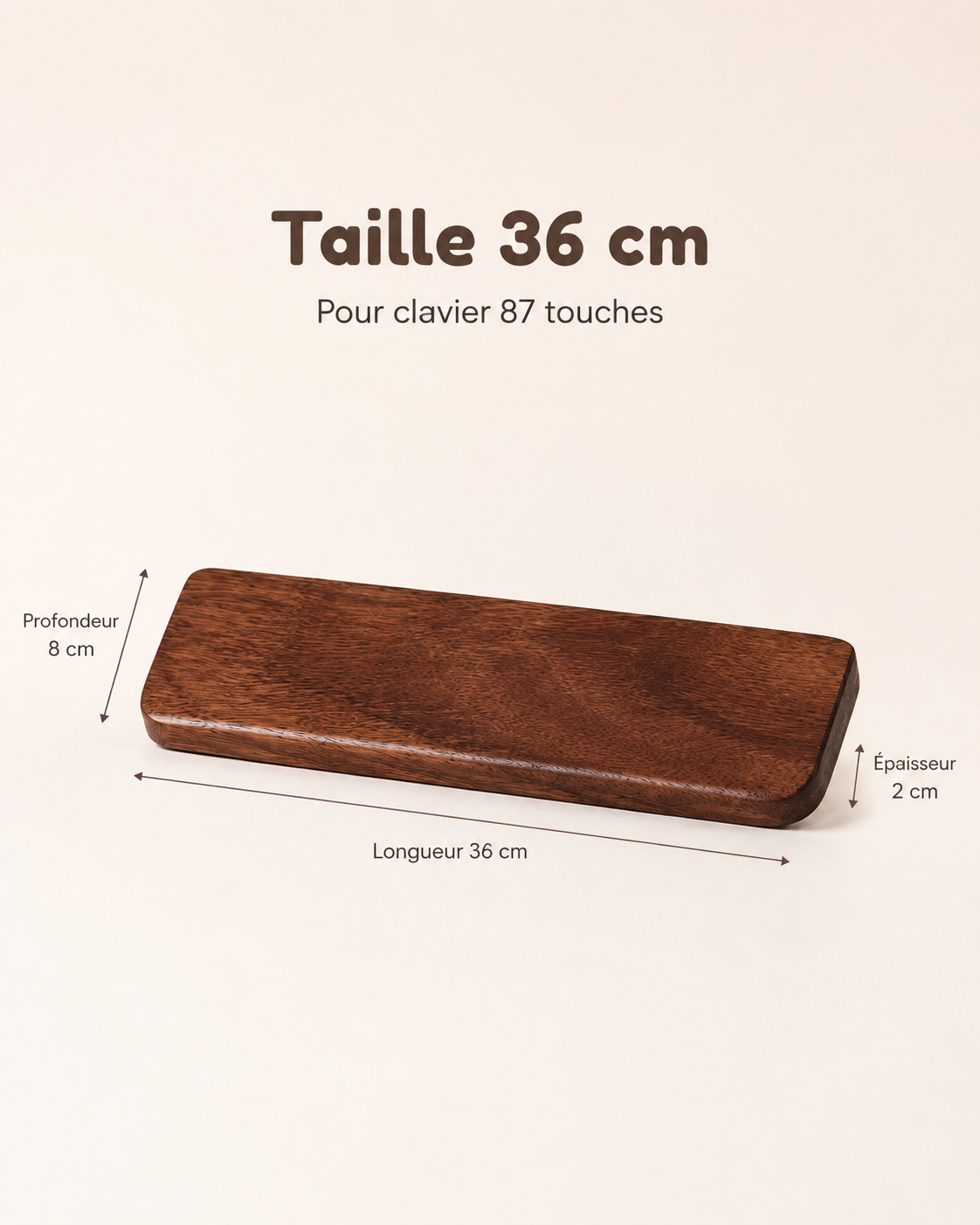 Repose-Poignet Clavier en Bois de Noyer Massif