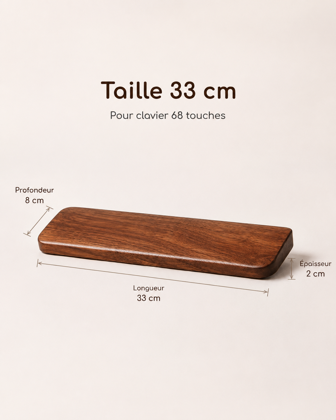 Repose-Poignet Clavier en Bois de Noyer Massif