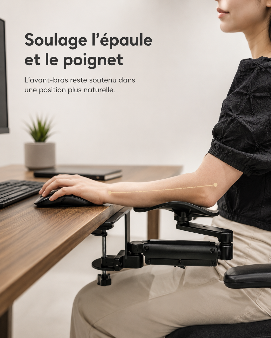 Repose-Bras de Bureau Articulé en Aluminium