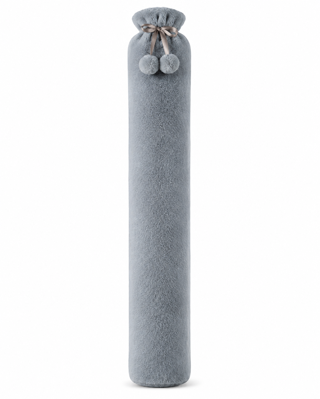 Bouillotte peluche longue grise de 76 cm sur fond blanc