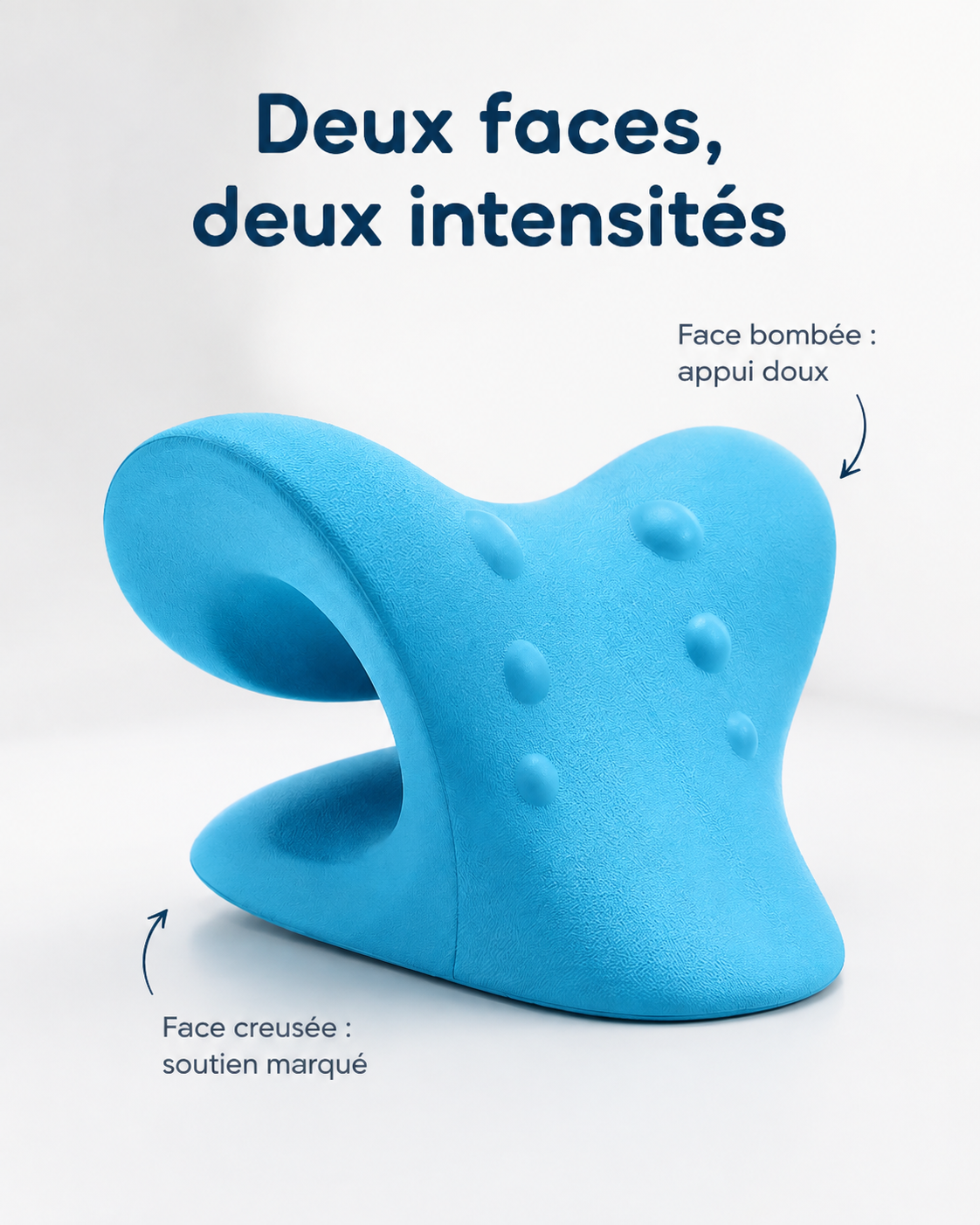Les deux faces du coussin nuque, appui doux et soutien marqué