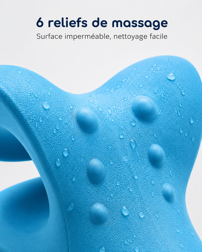 Les six reliefs de massage et la surface imperméable du coussin nuque