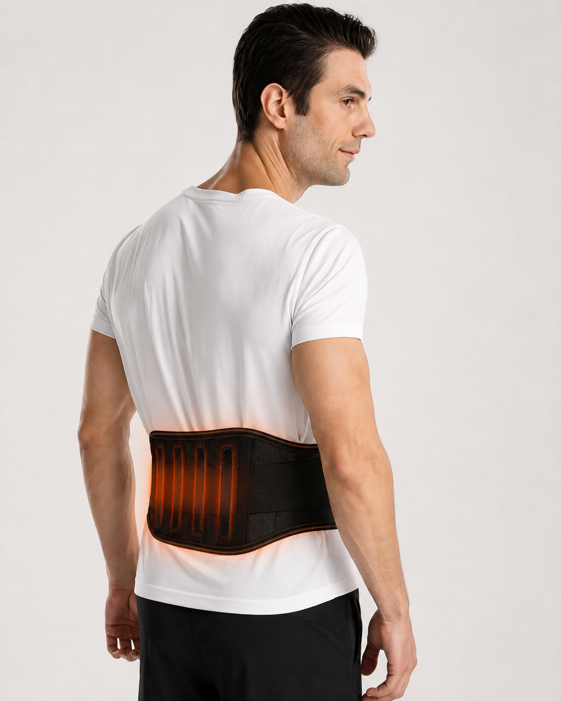 Ceinture lombaire portée sur le bas du dos, vue de dos