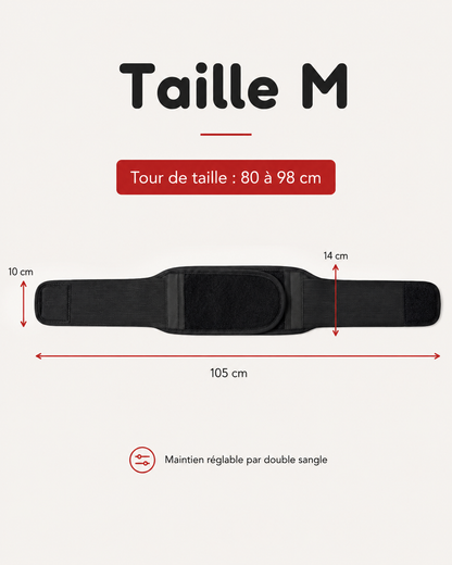 Ceinture lombaire taille M, 105 cm de long, tour de taille 80 à 98 cm