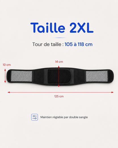 Ceinture lombaire taille 2XL, 125 cm de long, tour de taille 105 à 118 cm