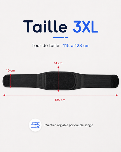 Ceinture lombaire taille 3XL, 135 cm de long, tour de taille 115 à 128 cm