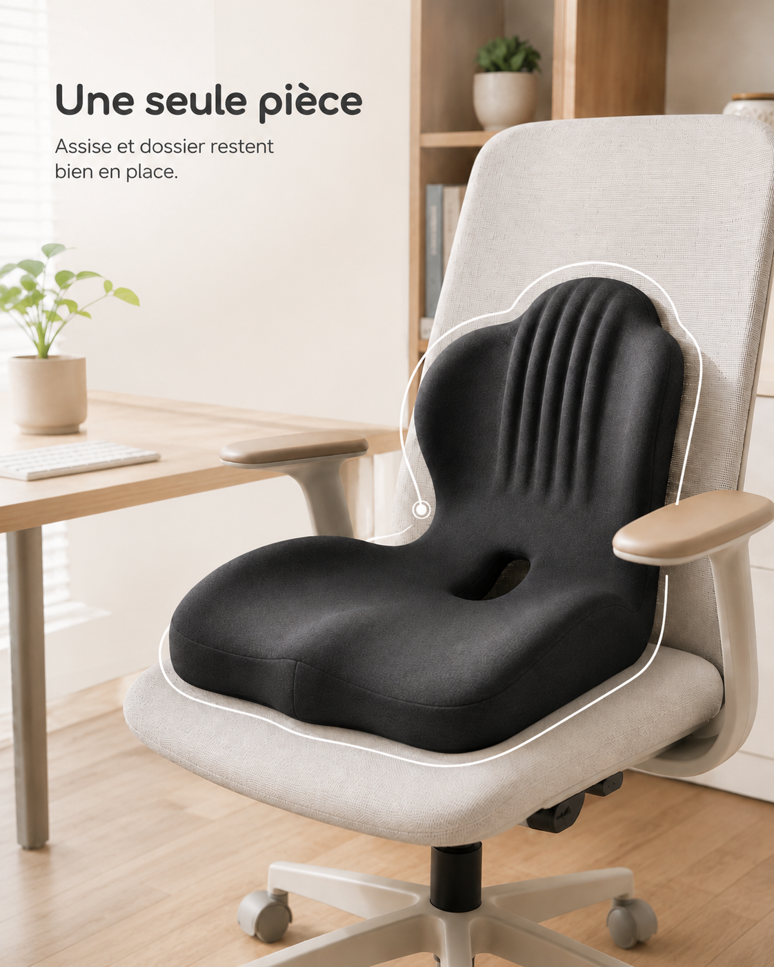 Assise et dossier moulés d'une seule pièce sur un siège de bureau