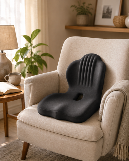 Coussin de chaise posé sur un fauteuil de salon