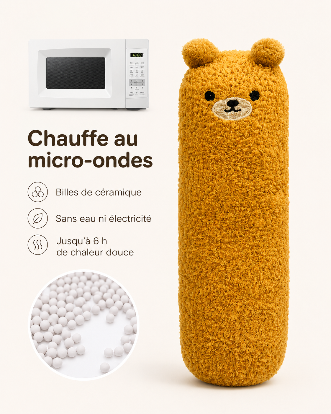 Bouillotte Sèche Peluche aux Billes de Céramique