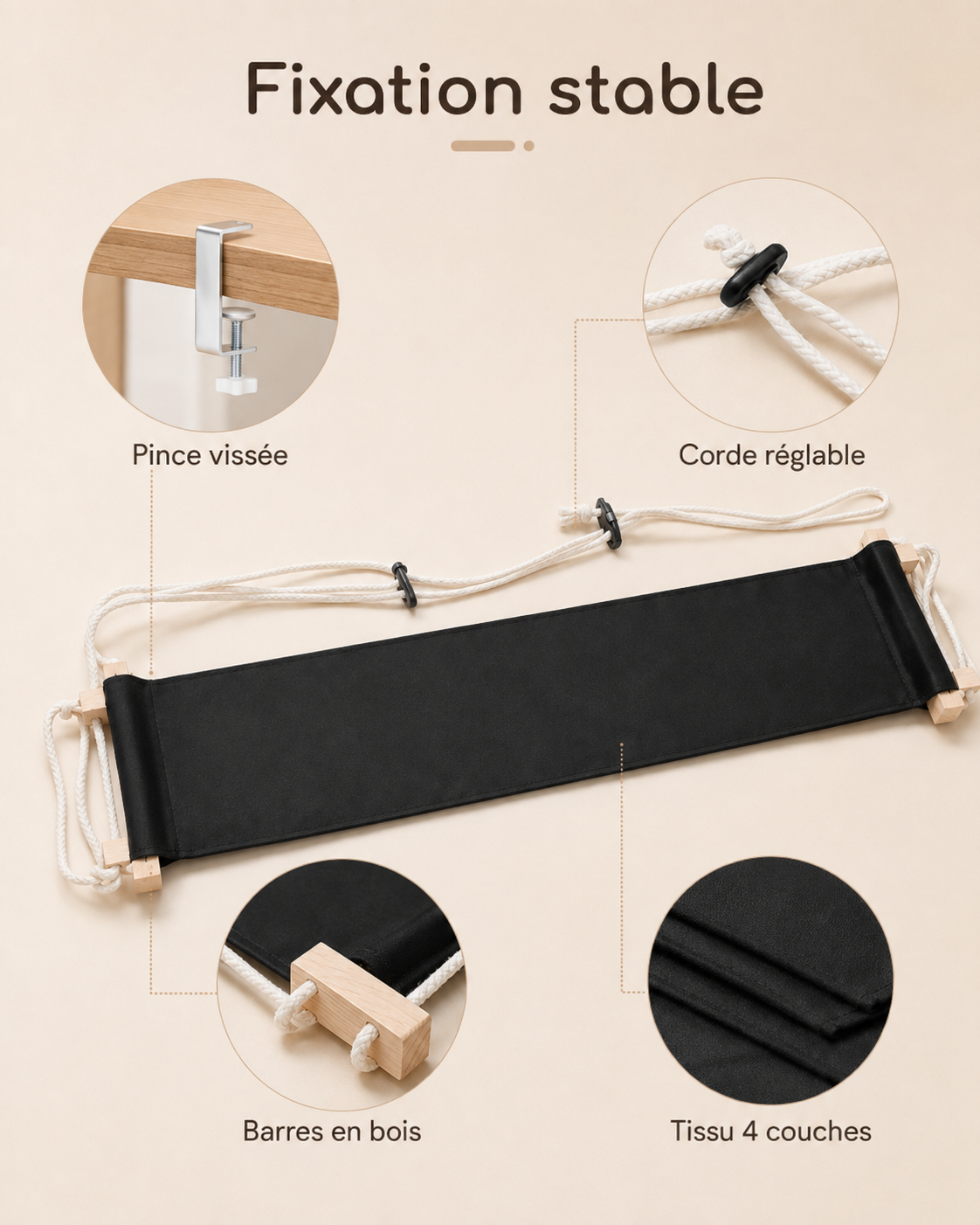 Repose-Pieds Ergonomique Hamac Suspendu de Bureau