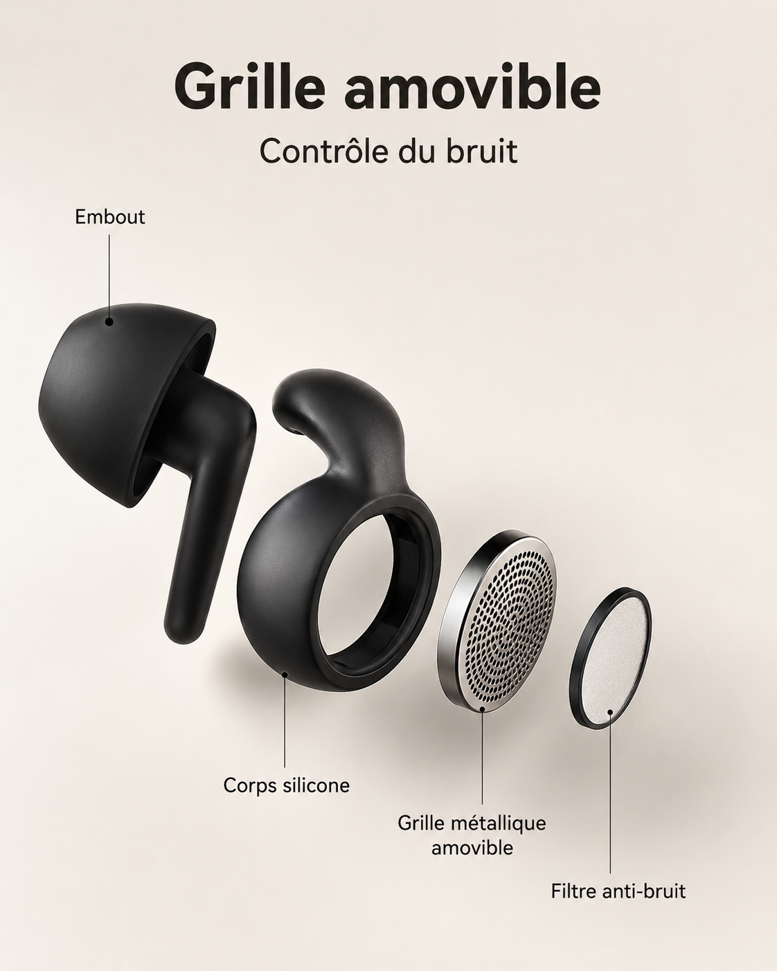 Bouchons d'Oreille de Voyage à Grille Amovible