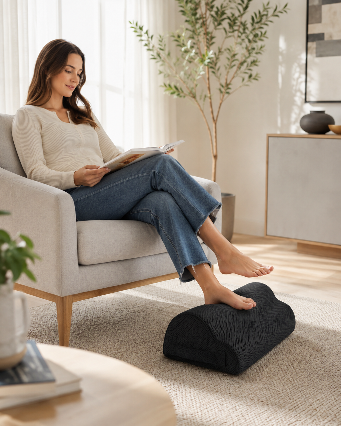 Repose-Pieds Ergonomique en Mousse à Mémoire de Forme