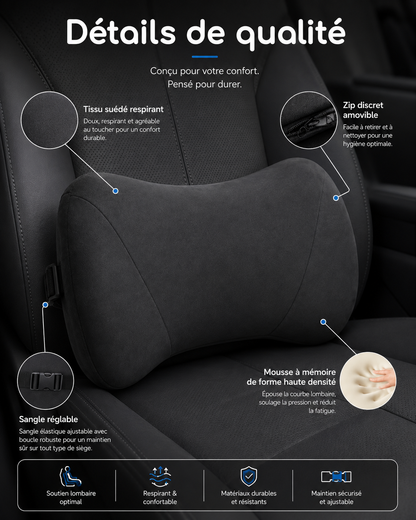 Coussin Lombaire Voiture Compact en Mousse à Mémoire de Forme