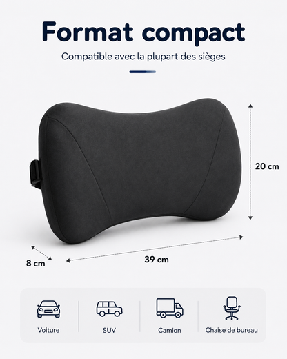 Coussin Lombaire Voiture Compact en Mousse à Mémoire de Forme