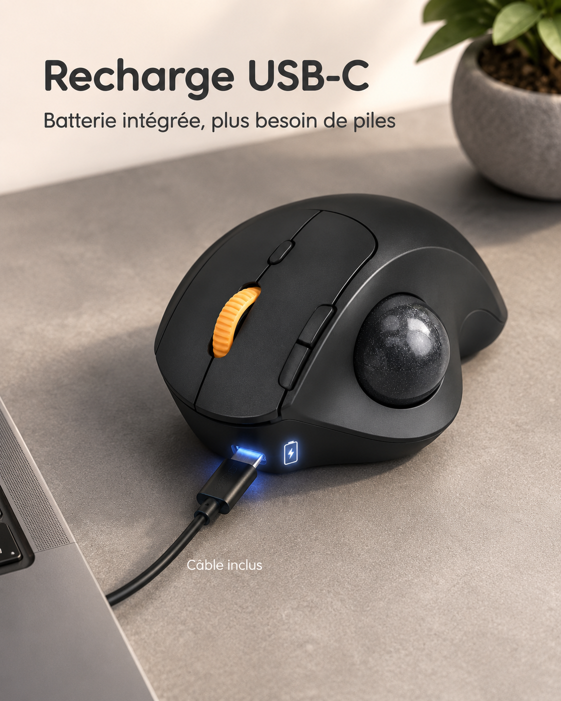 Souris Trackball Ergonomique Rechargeable Multi-Connexions