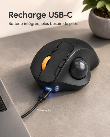 Souris Trackball Ergonomique Rechargeable Multi-Connexions