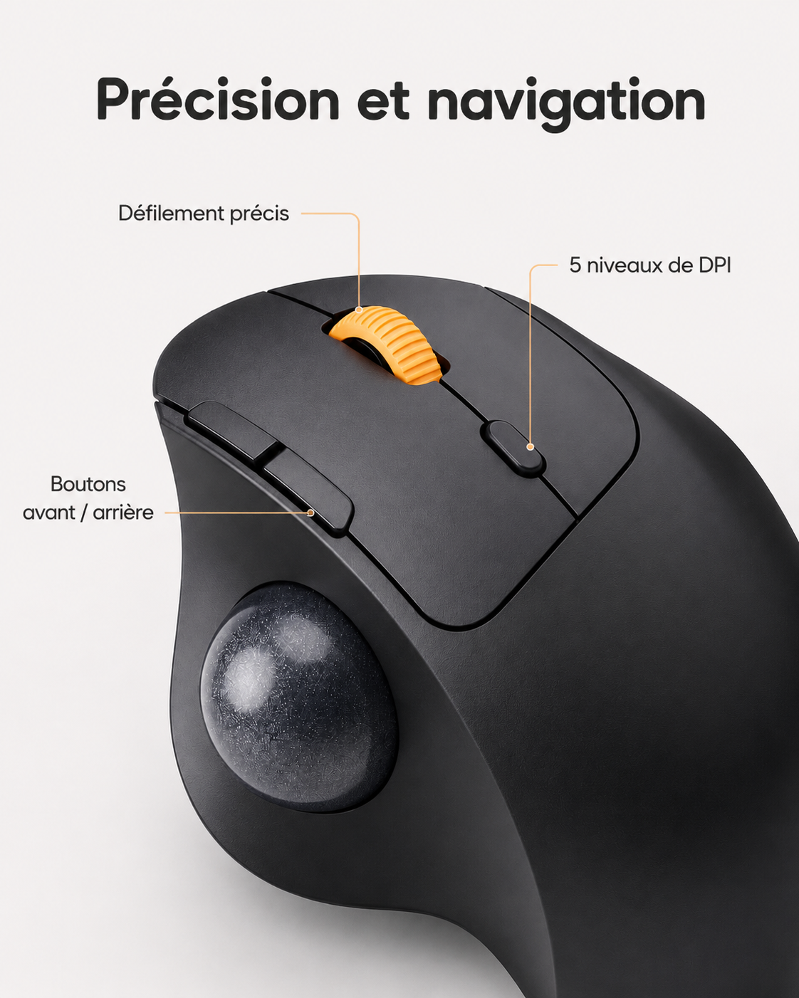Souris Trackball Ergonomique Rechargeable Multi-Connexions