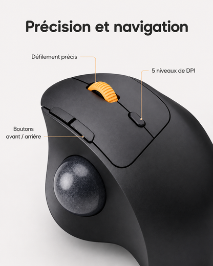 Souris Trackball Ergonomique Rechargeable Multi-Connexions