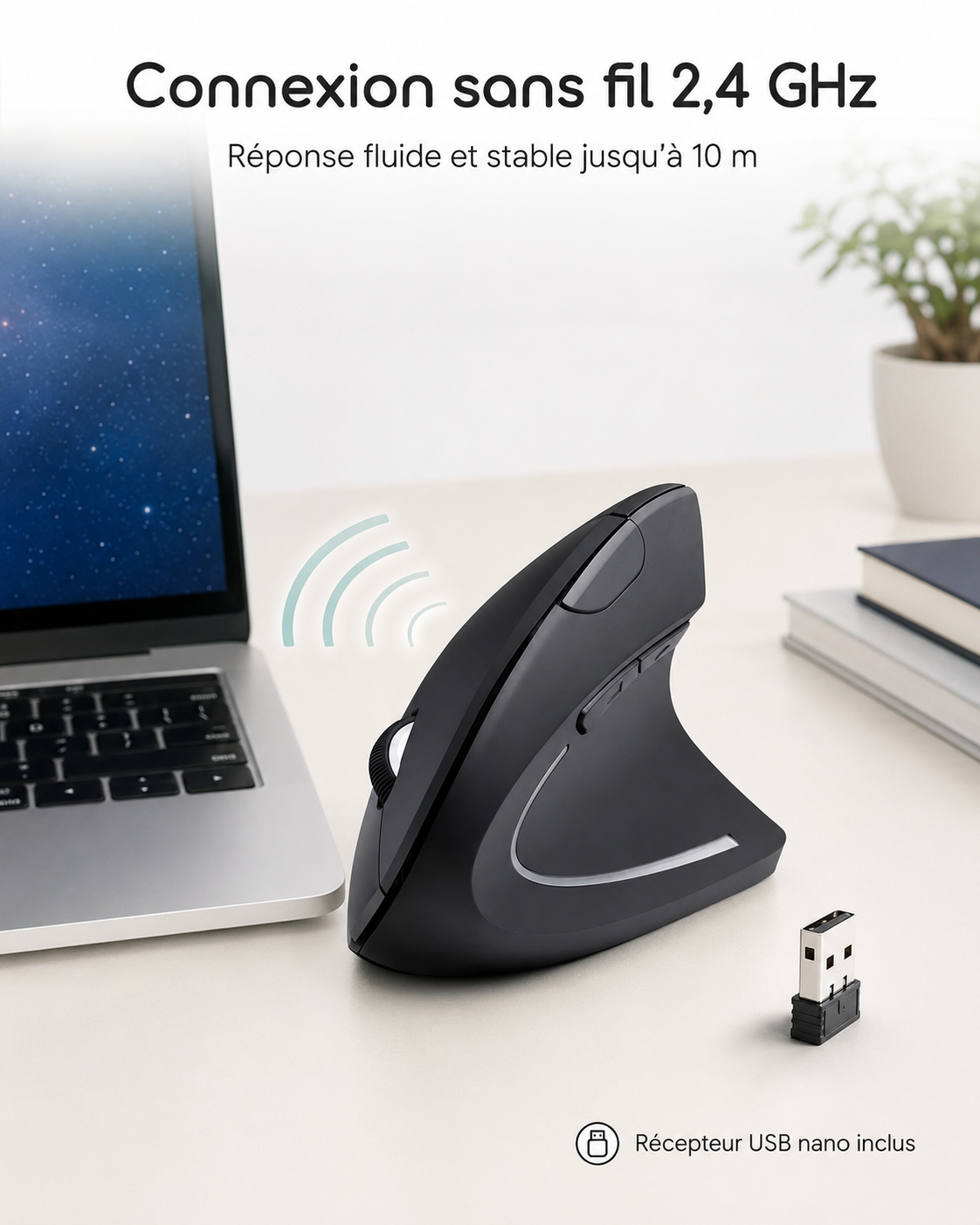 Souris Verticale Ergonomique Sans Fil 6 Boutons