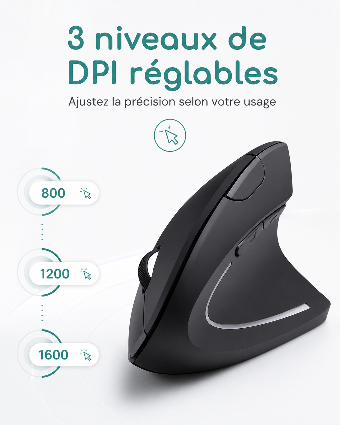 Souris Verticale Ergonomique Sans Fil 6 Boutons