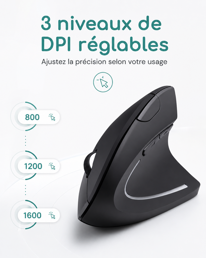 Souris Verticale Ergonomique Sans Fil 6 Boutons