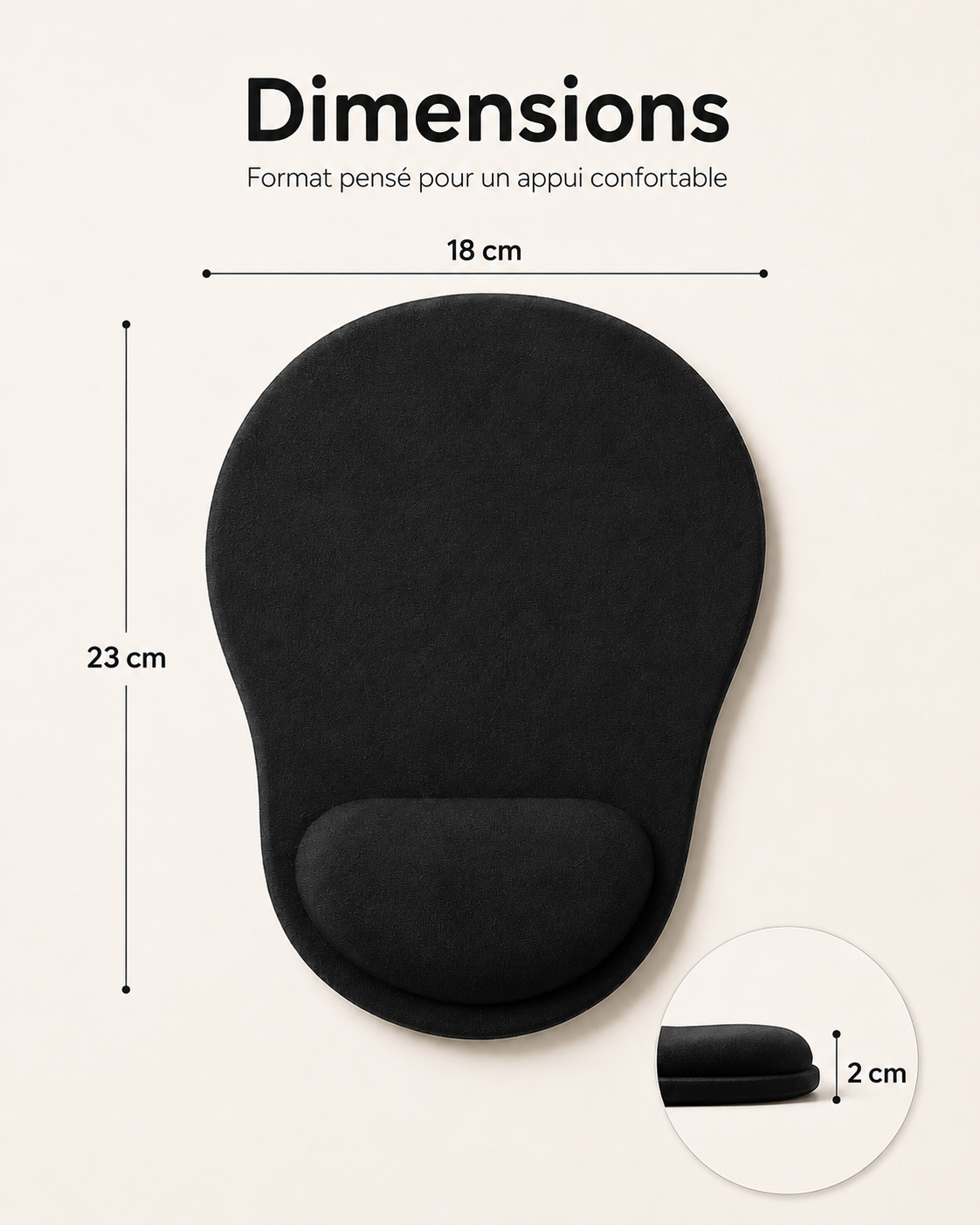 Tapis de Souris Ergonomique avec Repose-Poignet Intégré