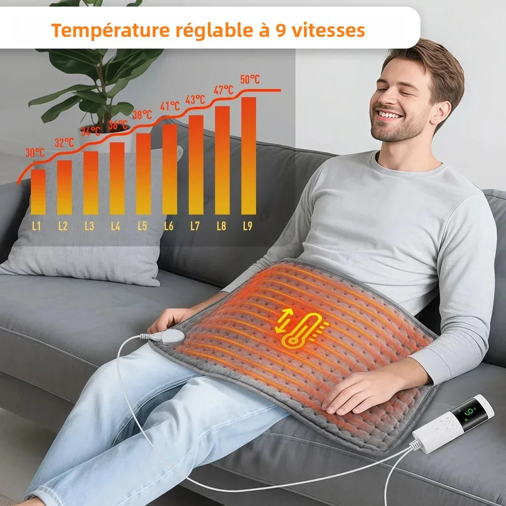 Tapis chauffant électrique posé sur le ventre, 9 niveaux de température