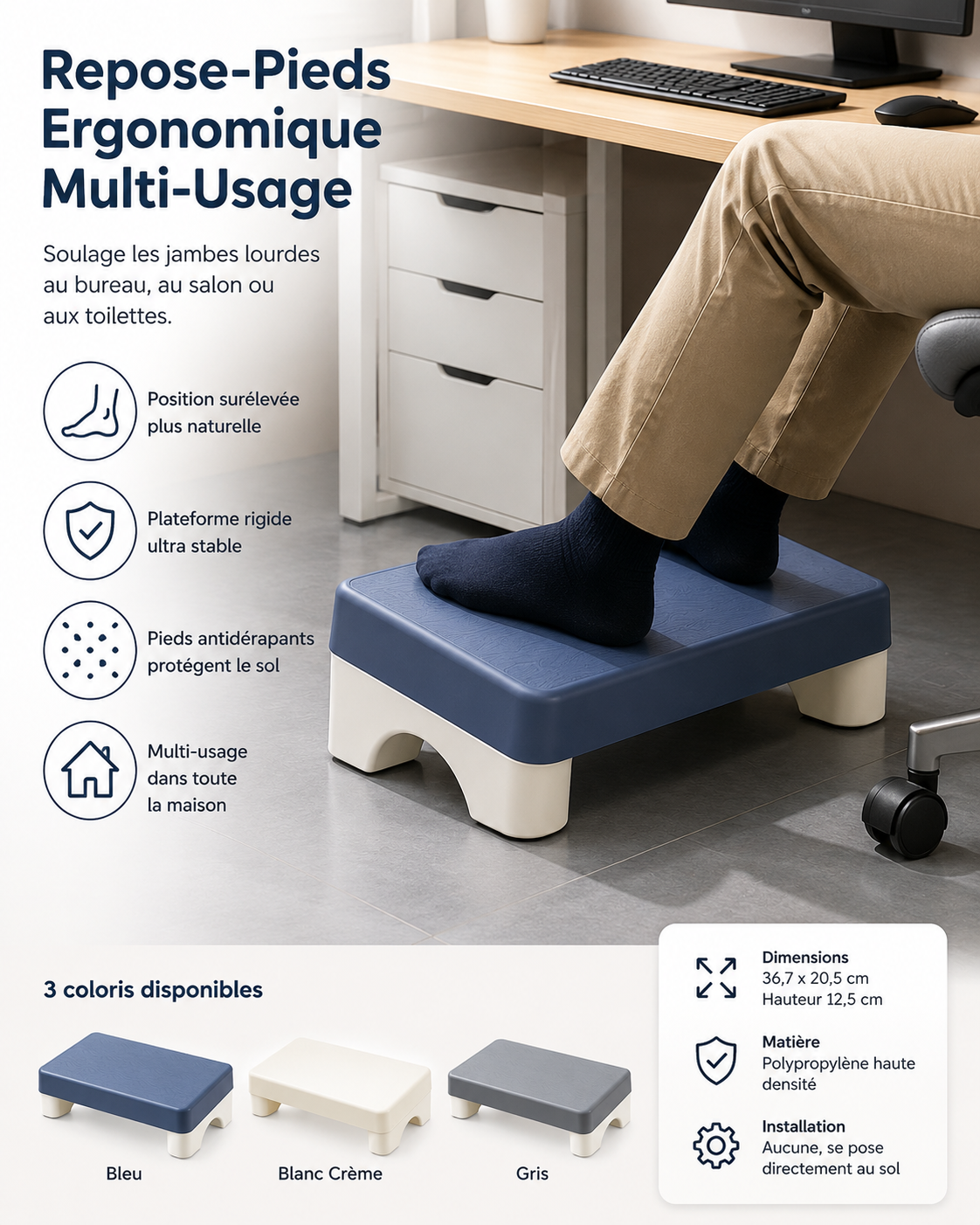 Repose-Pieds Ergonomique Multi-Usage